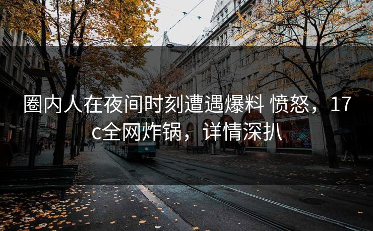 圈内人在夜间时刻遭遇爆料 愤怒，17c全网炸锅，详情深扒