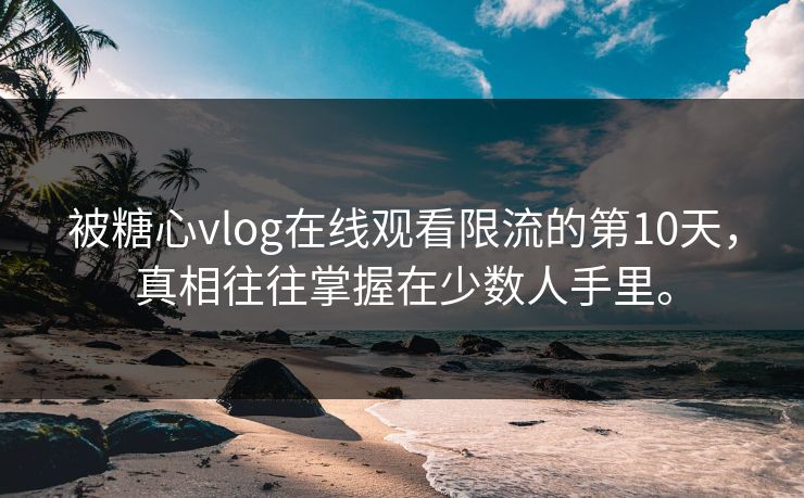 被糖心vlog在线观看限流的第10天，真相往往掌握在少数人手里。