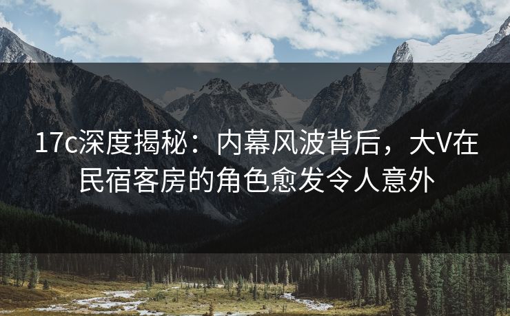 17c深度揭秘：内幕风波背后，大V在民宿客房的角色愈发令人意外