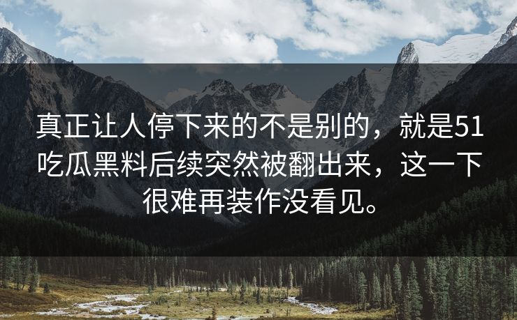真正让人停下来的不是别的，就是51吃瓜黑料后续突然被翻出来，这一下很难再装作没看见。