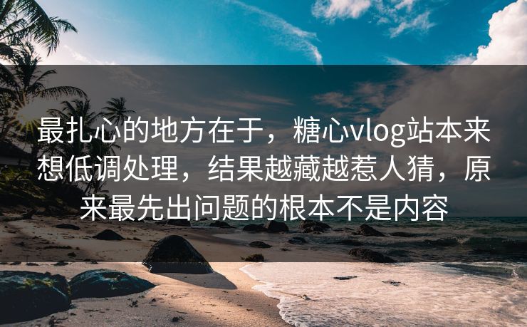 最扎心的地方在于，糖心vlog站本来想低调处理，结果越藏越惹人猜，原来最先出问题的根本不是内容